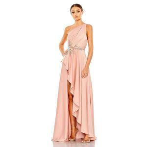 NWT Mac Duggal Embellished One Should Asymmetrical Rose Gown 16